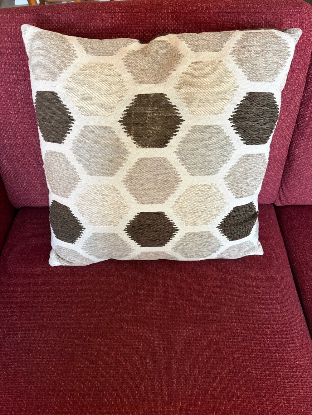 Geometric Hexagon Accent Pillow in Beige and Brown